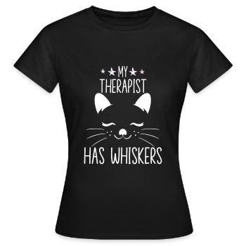 Mein Therapeut hat Schnurrhaare Katzenbesitzer - Frauen T-Shirt - Schwarz - Vorne - AI Model Female 172 dark (172cm)