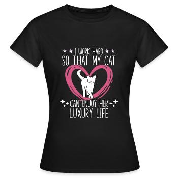 Chat drôle disant propriétaire de chat motif de - T-shirt Femme - noir - Devant - AI Model Female 172 dark (172cm)