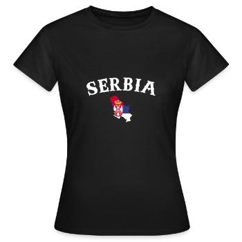 Serbie Carte Serbie Drapeau serbe Serbie - T-shirt Femme - noir - Devant - AI Model Female 172 dark (172cm)