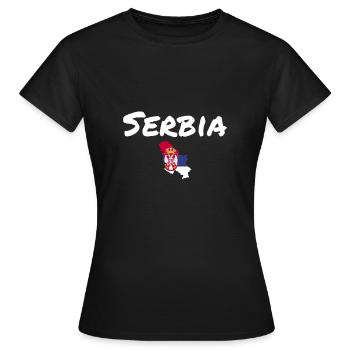 Serbie Carte Serbie Drapeau serbe Serbie - T-shirt Femme - noir - Devant - AI Model Female 172 dark (172cm)
