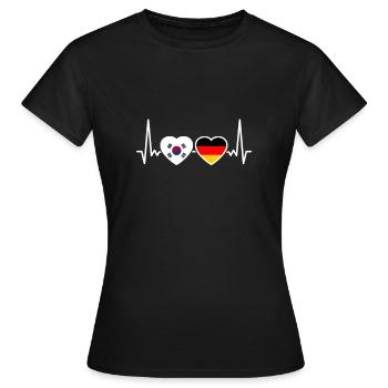 Corée du Sud Allemagne Heartbeat Flag Corée du Sud - T-shirt Femme - noir - Devant - AI Model Female 172 dark (172cm)