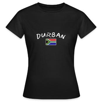 Durban, South Africa, South African Flag - Women's T-Shirt - black - Front - AI Model Female 172 dark (172cm)