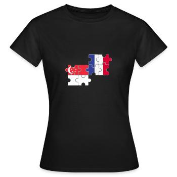 Singapur Frankreich Flagge Französisch Singapurer - Frauen T-Shirt - Schwarz - Vorne - AI Model Female 172 dark (172cm)