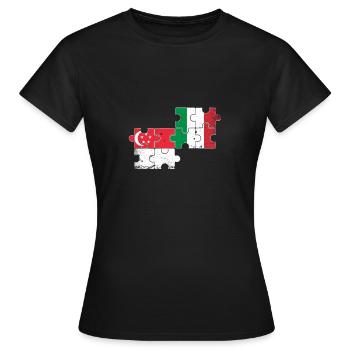 Singapur Italien Vintage Flagge Singapurer - Frauen T-Shirt - Schwarz - Vorne - AI Model Female 172 dark (172cm)