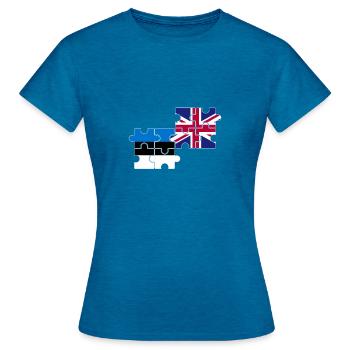 Estland UK Flagge Britisch Estnisch - Frauen T-Shirt - Antikblaues Saphir meliert - Vorne - AI Model Female 172 dark (172cm)