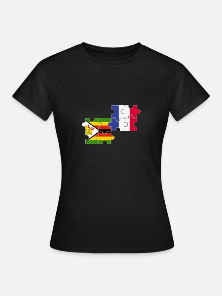 Simbabwe Frankreich Flagge Simbabwer - Frauen T-Shirt - Schwarz