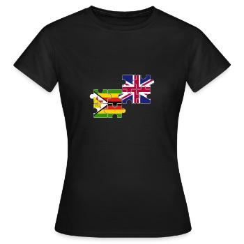 Zimbabwe UK Flagge Britisch Zimbabwisch - Frauen T-Shirt - Schwarz - Vorne - AI Model Female 172 dark (172cm)