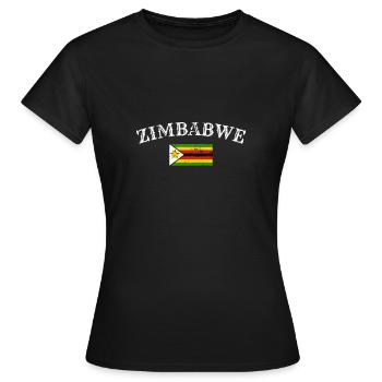 Zimbabwe Vintage Simbabwe Simbabwische Flagge - Frauen T-Shirt - Schwarz - Vorne - AI Model Female 172 dark (172cm)