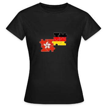 Hongkong Deutschland Flagge Deutsch Hongkonger - Frauen T-Shirt - Schwarz - Vorne - AI Model Female 172 dark (172cm)