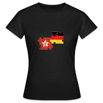 Hongkong Deutschland Vintage Flagge Hongkonger - Frauen T-Shirt - Schwarz - Vorne - AI Model Female 172 dark (172cm)