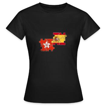 Hongkong Spanien Vintage Flagge Hongkonger - Frauen T-Shirt - Schwarz - Vorne - AI Model Female 172 dark (172cm)