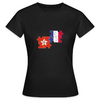 Hongkong Frankreich Flagge Franzose Hongkonger - Frauen T-Shirt - Schwarz - Vorne - AI Model Female 172 dark (172cm)