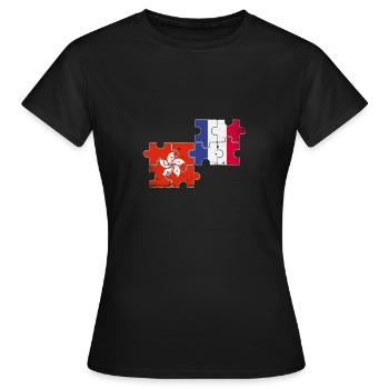 Hongkong Frankreich Vintage Flagge Hongkonger - Frauen T-Shirt - Schwarz - Vorne - AI Model Female 172 dark (172cm)