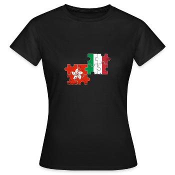 Hongkong Italien Vintage Flagge Hongkonger - Frauen T-Shirt - Schwarz - Vorne - AI Model Female 172 dark (172cm)