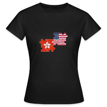 Hong Kong USA Drapeau Américain Hong Konger - T-shirt Femme - noir - Devant - AI Model Female 172 dark (172cm)