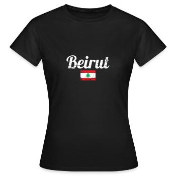 Beirut Libanon Vintage Libanesisch Flagge Libanese - Frauen T-Shirt - Schwarz - Vorne - AI Model Female 172 dark (172cm)