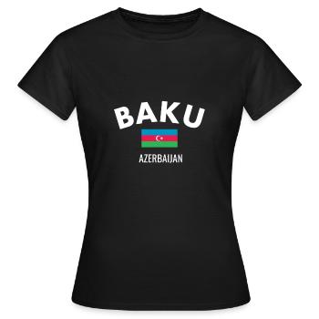 Bakou Azerbaïdjan Drapeau de l’Azerbaïdjan - T-shirt Femme - noir - Devant - AI Model Female 172 dark (172cm)