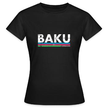 Bakou Vintage Azerbaïdjan Drapeau de l’Azerbaïdjan - T-shirt Femme - noir - Devant - AI Model Female 172 dark (172cm)