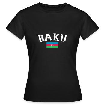 Bakou Azerbaïdjan Drapeau de l’Azerbaïdjan - T-shirt Femme - noir - Devant - AI Model Female 172 dark (172cm)