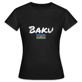 Bakou Vintage Azerbaïdjan Drapeau de l’Azerbaïdjan - T-shirt Femme - noir - Devant - AI Model Female 172 dark (172cm)
