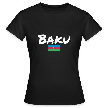 Bakou Azerbaïdjan Drapeau de l’Azerbaïdjan - T-shirt Femme - noir - Devant - AI Model Female 172 dark (172cm)