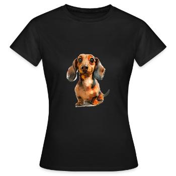Drôle de teckel T de promenade pour les - T-shirt Femme - noir - Devant - AI Model Female 172 dark (172cm)