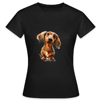 Drôle de teckel T de promenade pour les - T-shirt Femme - noir - Devant - AI Model Female 172 dark (172cm)