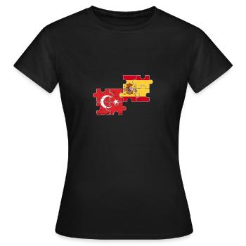 Türkei Spanien Vintage Flagge Spanier Türke - Frauen T-Shirt - Schwarz - Vorne - AI Model Female 172 dark (172cm)