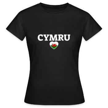 Cymru Pays de Galles Drapeau gallois Gallois - T-shirt Femme - noir - Devant - AI Model Female 172 dark (172cm)