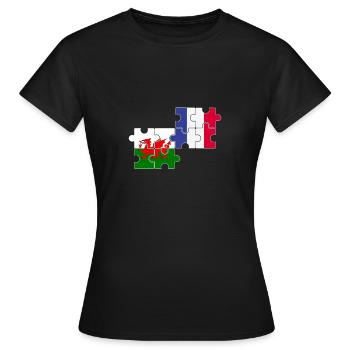 Pays de Galles France Drapeau Français Gallois - T-shirt Femme - noir - Devant - AI Model Female 172 dark (172cm)