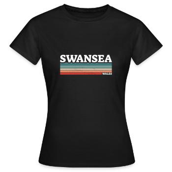 Swansea Wales Walisische Waliser - Frauen T-Shirt - Schwarz - Vorne - AI Model Female 172 dark (172cm)