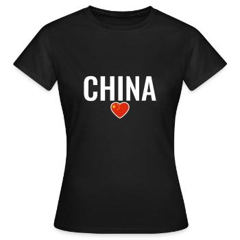 Chine Drapeau chinois Chinois - T-shirt Femme - noir - Devant - AI Model Female 172 dark (172cm)