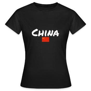 Chine Drapeau chinois Chinois - T-shirt Femme - noir - Devant - AI Model Female 172 dark (172cm)