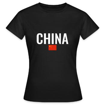 Chine Drapeau chinois Chinois - T-shirt Femme - noir - Devant - AI Model Female 172 dark (172cm)