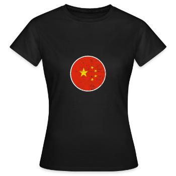 Chine Vintage Drapeau chinois Chinois - T-shirt Femme - noir - Devant - AI Model Female 172 dark (172cm)