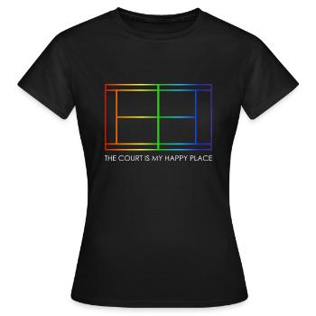 Tennis Balle de match Court de tennis Court de tennis - T-shirt Femme - noir - Devant - AI Model Female 172 dark (172cm)
