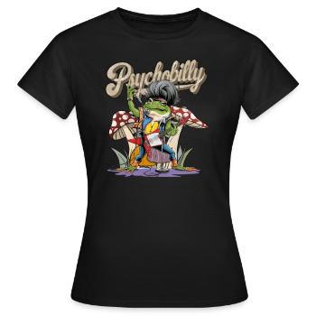 Psychobilly Rockabilly Music Frog Rock Retro 50s - Frauen T-Shirt - Schwarz - Vorne - AI Model Female 172 dark (172cm)