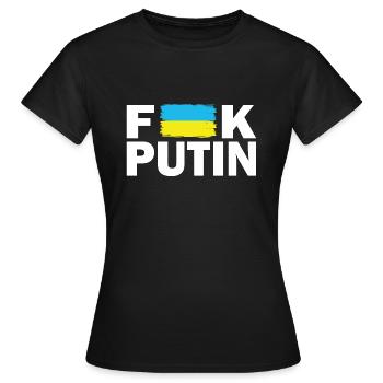 Unterstützung der Ukraine | Fuck Putin - Frauen T-Shirt - Schwarz - Vorne - AI Model Female 172 dark (172cm)