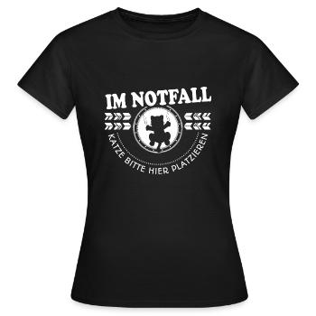 Katzen Tshirt Notfall - Frauen T-Shirt - Schwarz - Vorne - AI Model Female 172 dark (172cm)