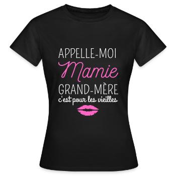 T shirt granny call me granny gift granny. - Women's T-Shirt - black - Front - AI Model Female 172 dark (172cm)