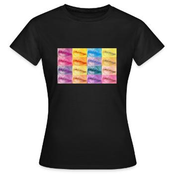 Lips 16er - Frauen T-Shirt - Schwarz - Vorne - AI Model Female 172 dark (172cm)