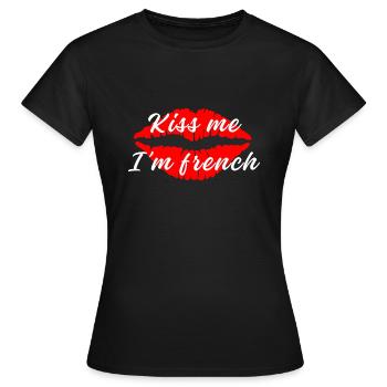 Küss mich, ich bin Franzose - Frauen T-Shirt - Schwarz - Vorne - AI Model Female 172 dark (172cm)