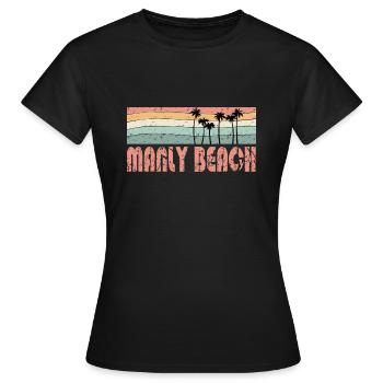 MANLY BEACH retro style - Frauen T-Shirt - Schwarz - Vorne - AI Model Female 172 dark (172cm)