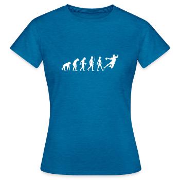 Handball Evolution - Frauen T-Shirt - Antikblaues Saphir meliert - Vorne - AI Model Female 172 dark (172cm)