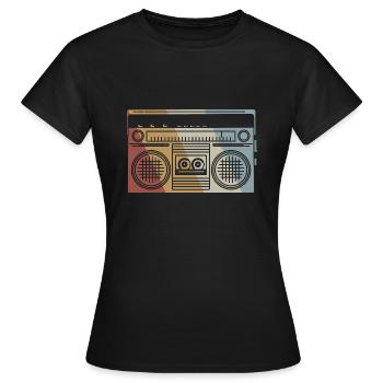 Ghetto Blaster Retro Style Vintage - Frauen T-Shirt - Schwarz - Vorne - AI Model Female 172 dark (172cm)