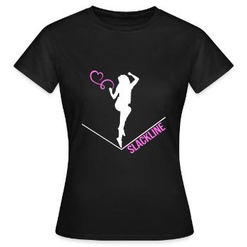 slackline slacken seilakrobat seilartistin balance - Frauen T-Shirt - Schwarz - Vorne - AI Model Female 172 dark (172cm)