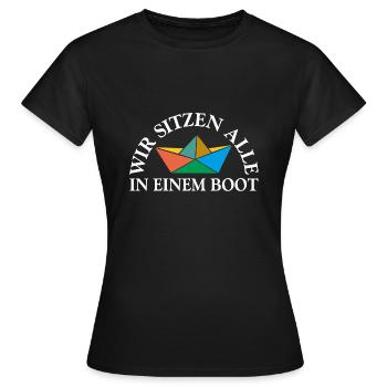 Alle in einem Boot - Frauen T-Shirt - Schwarz - Vorne - AI Model Female 172 dark (172cm)