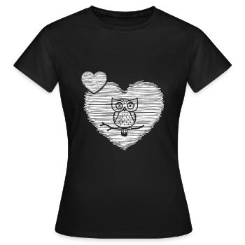 Hibou « vieux hibou avec cœur » hiboux collection hiboux - T-shirt Femme - noir - Devant - AI Model Female 172 dark (172cm)