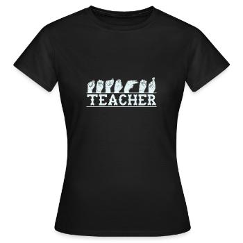 Professeur de langue des signes Apprendre la langue des signes - T-shirt Femme - noir - Devant - AI Model Female 172 dark (172cm)