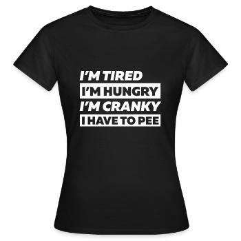 Im Tired and Hungry Shirt-Pregnancy Announcement - Frauen T-Shirt - Schwarz - Vorne - AI Model Female 172 dark (172cm)